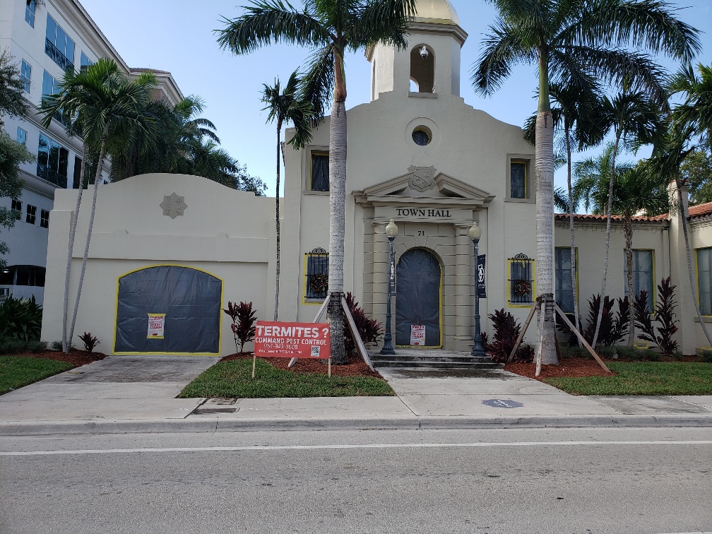 Termite fumigation on town hall building